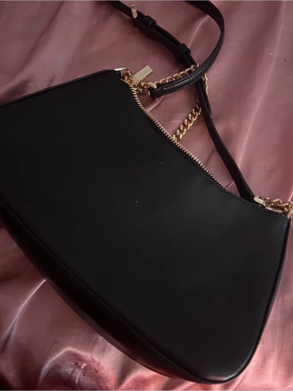kate spade Black Leather Crossbody with Gold Hardware